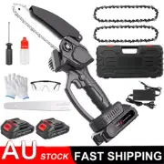 6" Mini Cordless Electric Chainsaw 2X Battery-Powered Wood Cutter Rechargeable