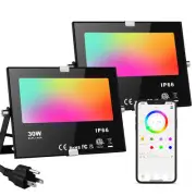 LED Flood Lights RGB Color Changing 300W Equivalent Outdoor, 30W Bluetooth Sm...