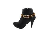 Women Gold Metal Textured Chain Chunky Links Boot Bracelet Shoe Spring Summer