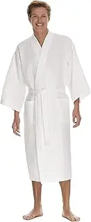 [BOCA BT TERRY] Mens Robe, Lightweight Waffle Bathrobe