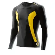 GREAT SAVINGS || Skins Dnamic Mens Compression Long Sleeve Top - Black / Citron