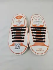 Cool Oumers Good-Bye Tie Black Silicone Shoe Laces 6 + 6 NEW!