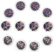 Vaguelly Manicure Fun 12 Packs of Sequin Nail Stickers Glitters Stars DIY Nail Art Decorations Set