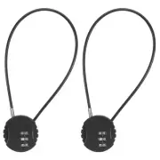 2 Pack 3 Digit Combination Lock 0.98Ft Wire Cable, Round Helmet Padlock Black