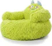 Sofuto Plush Pet Bed, Extra Large, 75cm Diameter, Green Jelly Monster, Dog Bed, Cat Bed