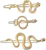 Gold Snake Hair Clips Barrettes for Women Girls 3pcs Metal Snake-shaped Hair Clip Set Vintage Hair Decorative Punk Hair Pins for Thick Thin Hair Bobby Pins for Teen Girls
