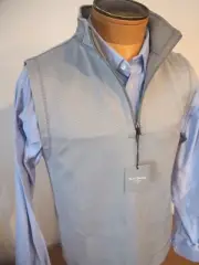 Hickey Freeman Performance Fabric Grey Micro-stripe 1/4 Zip Vest NWT L $99.50