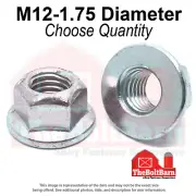 M12-1.75 Class 10 Hex Flange Top Lock Nuts Zinc Clear Coarse Thread (Pick Qty)