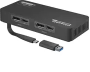 Plugable 4K Displayport and HDMI Dual Monitor Adapter for USB 3.0 and USB-C, Compatible with Windows and Mac