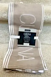 HARMAN Cucina Jacquard Tea Towels Set Of 3 Tan 18 x 26 Cotton NEW
