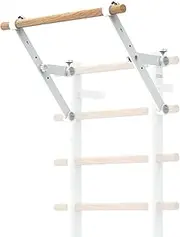 DHT Single Bar Bracket, Swedish Ladder Pull Up Bar Exclusive Attachment, for Home, School, Physical Therapy and Gymnastics, White