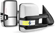 Switchback Towing Mirror Compatible with 2003-2007 Chevy Silverado GMC Sierra Tow Mirrors with Power Adjusted Heated Glass Running Light&Turn Signal Backup Lamp New Light(Painted Code 8624)