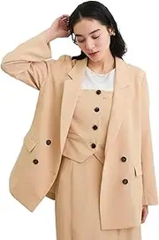 [VIS] (ビス) Bis BVV35100 Women's Jacket, Easy Linen-Like Relaxed Jacket, Cool to Touch, Washable, Setup Compatible, Orange, S