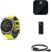 Garmin Fenix 8 Wellness Bundle - Fenix 8, 47mm, Solar, Sapphire, Titanium, Index™ S2, Black, Index BPM & Garmin USB-A Charging/Data Cable (0.5 m)