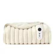 Dreamaker Chunky Embossed Fleece Electric Heated Throw Blanket [130x160cm] (Natural)