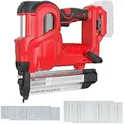 Cordless Electric Nail Gun Straight/N-Shape Nails Pure Copper Motor Woodworking Universal DIY Nailing Machine for Battery(Red)
