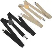[SAFIGLE] 2pcs Adjustable Y Back Suspenders Elastic Pant Suspenders for Men and Women Durable Clip School and Special Events