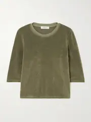 [Suzie Kondi] Suzie Kondi - Corfu Cotton-blend Terry T-shirt - Army green - medium medium Green