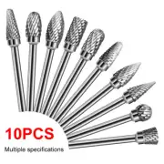 10Pcs Tungsten Carbide Rotary Burrs Bits 1/8" For Woodworking Metal Engraving 9