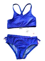 BNWT Girls Sz 1 Target Brand 2 Piece Cute Blue Polka Dot Swim Suit Bathers Set