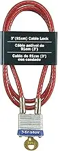 Master Lock 719D Steel Cable with Integrated Outdoor Padlock with Key, 1 Pack, Silver, 3' Long x 3/16' Diameter