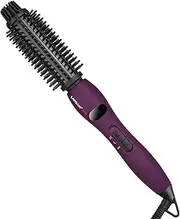 KanCai Curling Iron Brush, 1 Inch Dual Voltage Ceramic Tourmaline Ionic Hot Hair Curler Brush, Professional Anti-Scald Instant Heat Up Curling Wands, Heated Styler Brush for Long Hair (Purple)