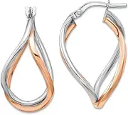 [JewelryWeb] 14k White and Rose Gold Fancy Hoop Earringss 29x16.09mm Wide 11mm Thick-Hoop Earring for Women