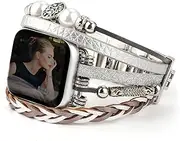 [CHARMINGO] Boho Leather Bands Compatible with Apple Watch Band Bracelet for Women Men 38mm/40mm/41mm 42mm/44mm/45mm/49mm, Cute Apple Watch Strap for iWatch Band Series 9/8/7/6/5/4/3/2/1/SE Ultra 2