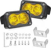 AKD Part Yellow LED Pods, 3 Inch Flood CREE LED Fog Lights 40W Yellow Small Chase Pod Lights Ditch Lights Off Road Driving Lights 2 Packs for Dirt Bike Motorcycle Truck UTV ATV SUV Surron