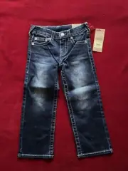 NWT True Religion Boy's GENO Slim Adjustable Waist Straight Blue Denim Jeans 4