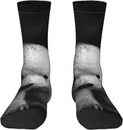 [JEJEA] polar bear print Socks For Men and Women Men's Moisture Control Crew Socks Gifts For Golf, Hunting, Camping