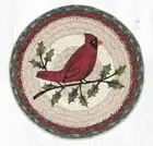 Set of 2 Braided Jute Round Placemat/Trivet/Swatch.HOLLY CARDINAL.Earth Rugs.10"