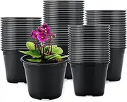 KINGLAKE Pack of 100 10 cm Plant pots, Plant pots, Plant pots, Plastic Small Propagation pots, Plants, Garden, Round, for Seeds, Juicy Flowers, Black