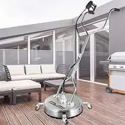 [Happybuy] Surface Cleaner 20 inch Flat Surface Cleaner for Pressure Washer 4000psi Pressure with 3/8 Quick Connector Surface Cleaner W/Casters 10.5GPM Stainless Steel Rotating Rod & 3 Nozzle for Patio