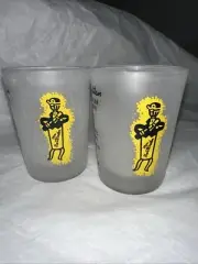 Set Of 2 Vintage Frosted Federal Glass Cocktail Drink Recipe Jigger