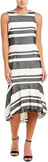 [Adrianna Papell] Women's Striped Kang Trumpet Dress
