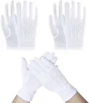 [LUFFLOK] 3 Pairs White Gloves, Stitched White Gloves for Men and Women, Soft Gloves, White Gloves for Handling Wedding Dress, Fancy Dress and Jewellery