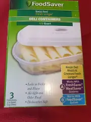 FOOD SAVER 3 Deli Containers 1/2 Qt. Food Saver Vacuum Sealing System-NIB