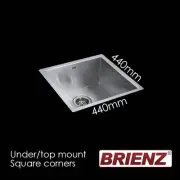 Stainless Steel Kitchen Sink - 440mm Single Bowl 1.0mm Thick - Under/Top Mount