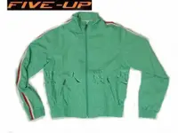 在飛比找蝦皮購物優惠-FIVE UP 粉嫩綠束口 防曬 防風外套 經典紅白條紋設計
