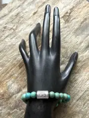 Kokopelli Green Turquoise 7 Inch Stretch Stretchy Elastic Bead Bracelet Gift