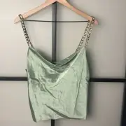 NWT Alice + Olivia Harmon Chain Strap Drapey Slip Tank Sz Large