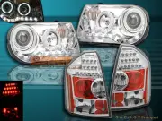 05-07 CHRYSLER 300C/SRT-8 PROJECTOR HEADLIGHTS CHROME CCFL HALO+ LED TAIL LIGHTS (for: Chrysler)