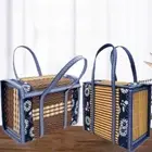 Foldable Bamboo Picnic Basket Large Capacity Handheld Woven Basket for Home