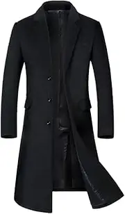 [Mordenmiss] Men's Long Slim Peacoat Winter Business Wool Blazer Gentlemen Trench Coat