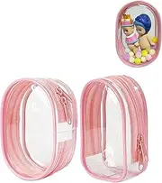 2Pcs Clear Figure Display Case with Keychain Clear Keychain Pouch Blind Box Carrying Case for Trinkets Doll Collectors