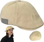 [CurcKua] Flat Cap for Men Mens Flat Hats Mens Flat Caps Women Retro Vintage Stree Flat Hats Adjustable Fashion Driving Hat Unisex Newsboy Hat for Autumn Winter Street Wear Beige