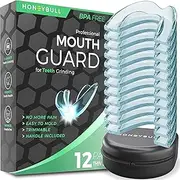 HONEYBULL Mouth Guard for Grinding Teeth [12 Pack] 1 Size for Light Grinding | Comfortable Custom Mold for Clenching at Night, Bruxism, Whitening Tray & Guard