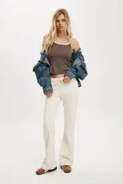 [Cotton On Women] Cotton On Women - Low Rise Bootleg Sweatpant - Coconut S COCONUT