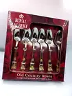 MIB Royal Albert Old Country Roses 6 Grapefruit Spoons-Stainless w Gold Accents